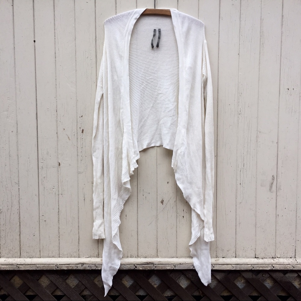 Rick Owens white asymmetrical knit cardigan